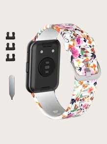 Floral Print Watchband Compatible With Huawei Watch Fit - Multicolor - View 3