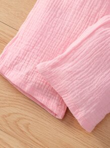 SHEIN Young Girl Flutter Sleeve Button Front Belted Jumpsuit - Baby Pink - View 7