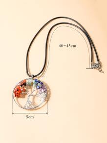 Natural Crystal Decor Round Pendant Necklace