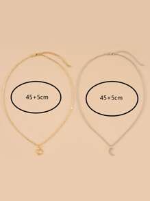 2pcs Couple Sun & Moon Charm Necklace - Multicolor - View 4