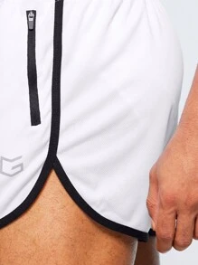 G Gradual Men Graphic Print Contrast Binding Tie Front Sports Shorts - White - View 5