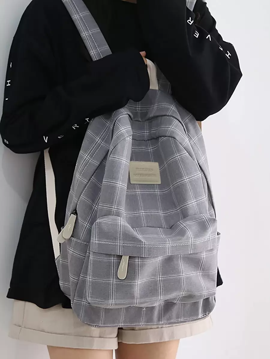 Ba lô kẻ sọc thời trang cổ điển dành cho nữBa lô đi học, sức chứa lớn, ngăn đựng máy tính xách tay, di động, thích hợp cho các cô gái tuổi teen Sinh viên đại học nữ, nam và nữĐại học, trường tiểu học, trung học cơ sở, trung học phổ thông, công việc, kinh doanh, đi làm, ngoài trời, du lịch, đi chơi, hoàn hảo cho Trở Lại Trường Học,Ngày Đầu Tiên Đến Trường - Màu Xám nhạt - Xem 1