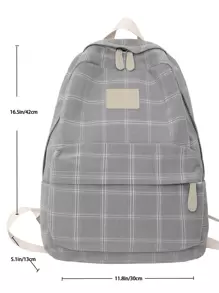 Ba lô kẻ sọc thời trang cổ điển dành cho nữBa lô đi học, sức chứa lớn, ngăn đựng máy tính xách tay, di động, thích hợp cho các cô gái tuổi teen Sinh viên đại học nữ, nam và nữĐại học, trường tiểu học, trung học cơ sở, trung học phổ thông, công việc, kinh doanh, đi làm, ngoài trời, du lịch, đi chơi, hoàn hảo cho Trở Lại Trường Học,Ngày Đầu Tiên Đến Trường - Màu Xám nhạt - Xem 4