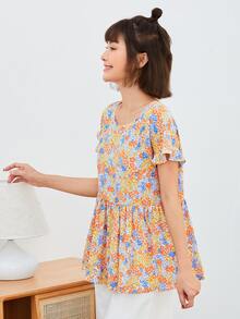 SHEIN Áo sơ mi nữ Viên lá sen Hoa Boho - Nhiều màu - Xem 3