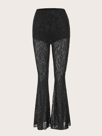 Pantaloni svasati vita alta pizzo