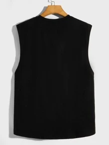 Manfinity VCAY Men Letter Graphic Tank Top - Black - View 2