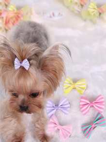 5pcs Striped Bow Design Pet Hair Clip - Multicolor - View 3