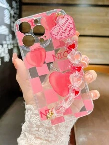 Funda para teléfono con correa de muñeca con patrón de corazón - Multicolor - Ver 3