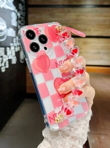 Funda para teléfono con correa de muñeca con patrón de corazón - Multicolor - Ver 4