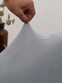 1/4/6件装牛奶丝纯色椅套，弹力涤纶纤维，可机洗，适用于厨房、客厅椅套、餐椅、家居装饰 - 淺灰色 - 查看 5