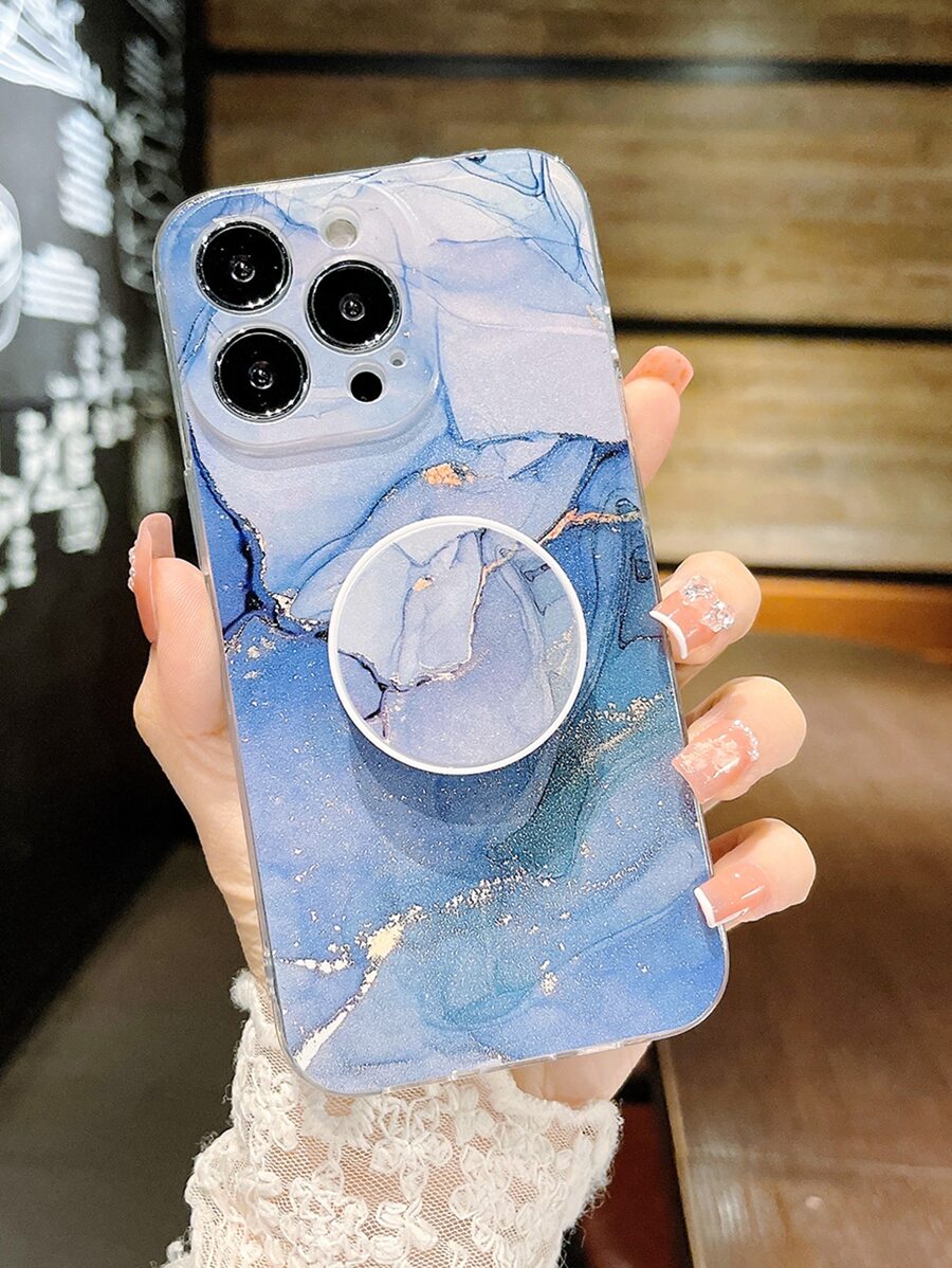 Ốp điện thoại họa tiết vân đá cẩm thạch với thiết kế cầm nắm chắc chắn, tương thích với iPhone 15/15Plus/15Pro/15Promax, phiên bản quốc tế, không phải phiên bản nội địa. - Nhiều màu - Xem 1