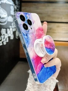 Funda de teléfono con patrón de mármol y agarre de teléfono destacado, versión internacional, no la versión nacional - Multicolor - Ver 3