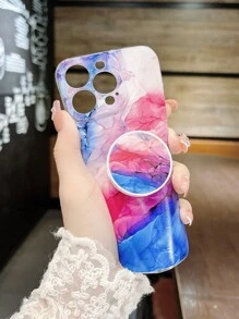 Funda de teléfono con patrón de mármol y agarre de teléfono destacado, versión internacional, no la versión nacional - Multicolor - Ver 5