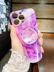 Funda de teléfono con patrón de mármol y agarre de teléfono destacado - Multicolor - Ver 4