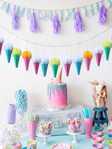 4pcs/8pcs Random Mixed Colorful Plush Ice Cream & Honeycomb Ball Keychains/Bag Charms - Multicolor - View 8