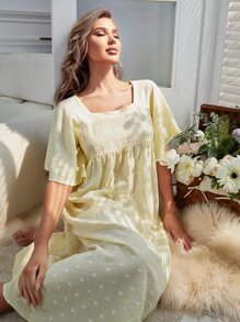 Váy ngủ & áo ngủ Nữ Tim Tất cả trên in Hoàng gia - Màu vàng - Xem 1