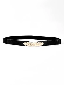 Symmetric Buckle Skinny Belt - Black - View 2