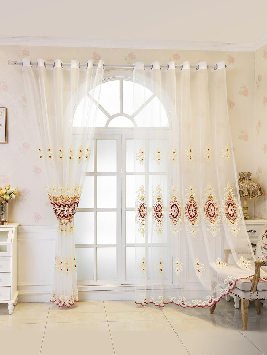 Rèm đơn bảng thêu hoa - Nhiều màu - Xem 1