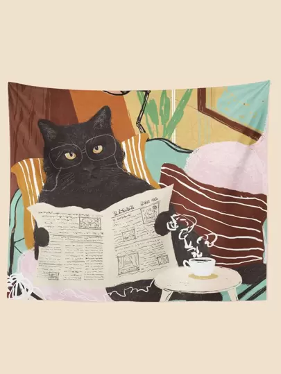 猫印花挂毯、家居装饰、房间装饰、房间旗帜、挂毯