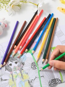 18色/套三角桿設計彩色鉛筆套裝，卡通設計，學生繪畫與藝術專用，明亮色彩，畫鬼畫神 - 彩色 - 查看 2