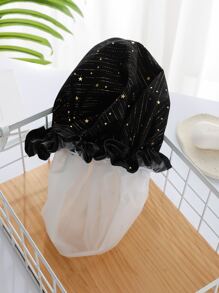 1入組星星圖案浴帽 - 黑色 - 查看 3