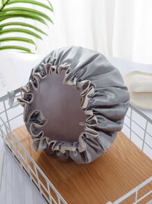 1pc Plain Double Layer Shower Cap - Grey - View 2