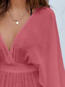 素色腰封罩衫 - 西瓜粉 - 查看 3