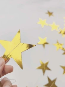 1set 4 Meters Shinning Bright Stars Decorate Birthday, Flags Blue Silver Gold Rose Gold House Decoration Outdoor Decoration Garland Stage Star Pendant Back To School Valentine Day, Ramadan,Ramadan Decor,Eid Mubarak - Gold - View 2