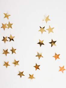 1set 4 Meters Shinning Bright Stars Decorate Birthday, Flags Blue Silver Gold Rose Gold House Decoration Outdoor Decoration Garland Stage Star Pendant Back To School Valentine Day, Ramadan,Ramadan Decor,Eid Mubarak - Gold - View 3