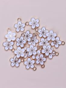 20 cái/bộ Đúng mốt Mạ điện Hợp kim Hoa anh đào Với Nhựa Nhỏ giọt Mặt dây chuyền trang sức DIY - trắng - Xem 1