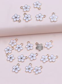 20 cái/bộ Đúng mốt Mạ điện Hợp kim Hoa anh đào Với Nhựa Nhỏ giọt Mặt dây chuyền trang sức DIY - trắng - Xem 2