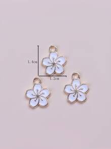 20 cái/bộ Đúng mốt Mạ điện Hợp kim Hoa anh đào Với Nhựa Nhỏ giọt Mặt dây chuyền trang sức DIY - trắng - Xem 3