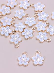 20 cái/bộ Đúng mốt Mạ điện Hợp kim Hoa anh đào Với Nhựa Nhỏ giọt Mặt dây chuyền trang sức DIY - trắng - Xem 4