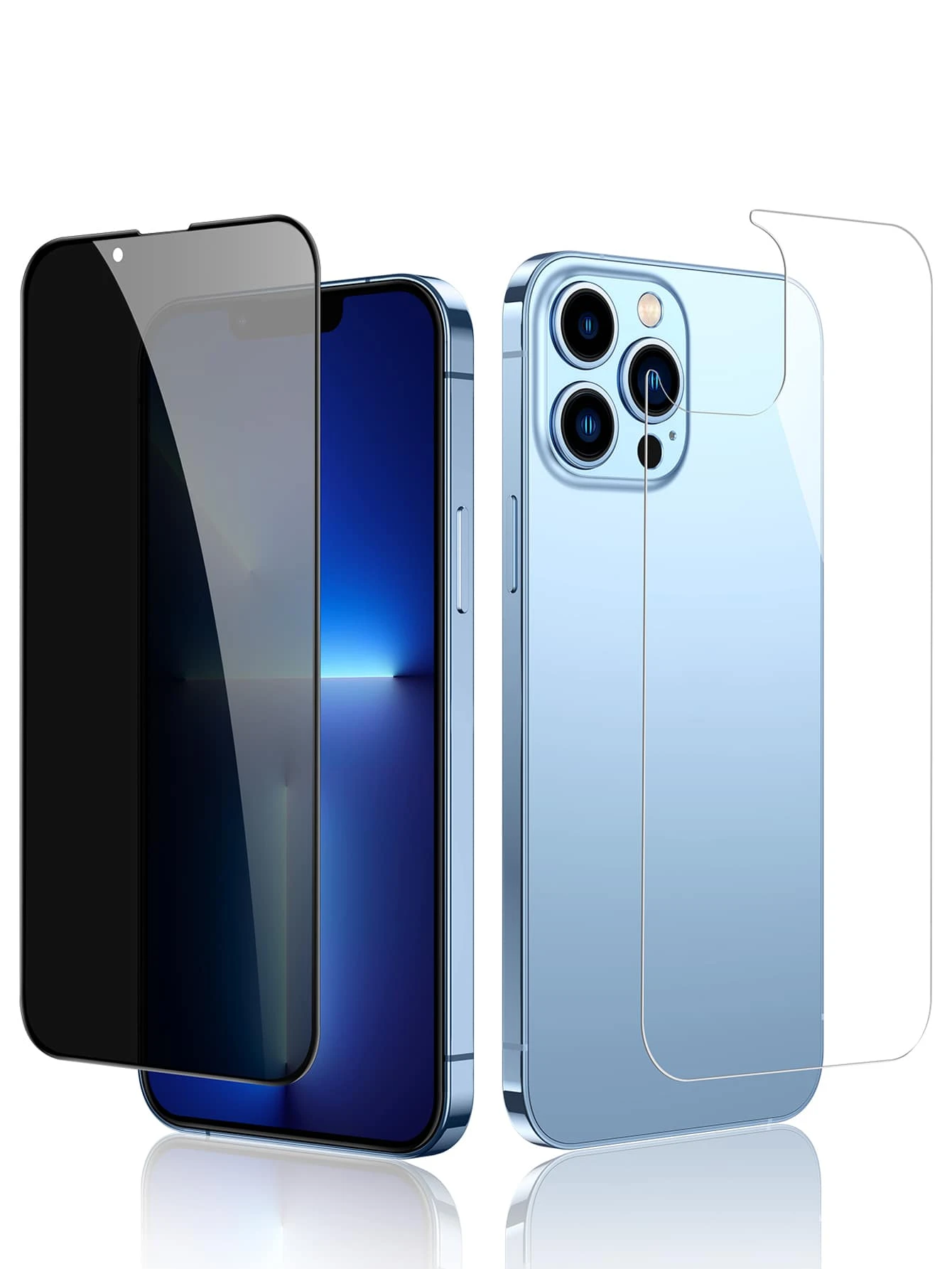 2pcs Privacy Screen Protector & Back Film Compatible With iPhone 15/15Pro/15Plus/15Promax - Black - View 1