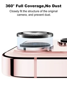 2pcs Glitter Tempered Phone Lens Protector Compatible With iPhone 15/15Pro/15Plus/15Promax - Hitam - View 4