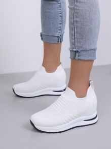 Slip On Wedge Sneakers - White - View 2