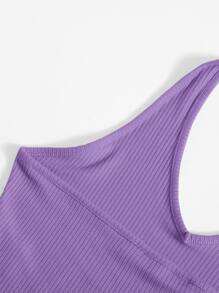 SHEIN Unity Áo hai dây Gân đan màu trơn Gợi cảm - Màu tím  Violet - Xem 4