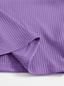 SHEIN Unity Áo hai dây Gân đan màu trơn Gợi cảm - Màu tím  Violet - Xem 6