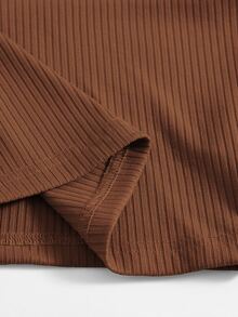 SHEIN Unity Rib-Knit Crop Halter Top - Brown - View 6