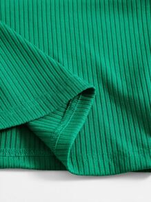 SHEIN Unity Rib-Knit Crop Halter Top - Green - View 6