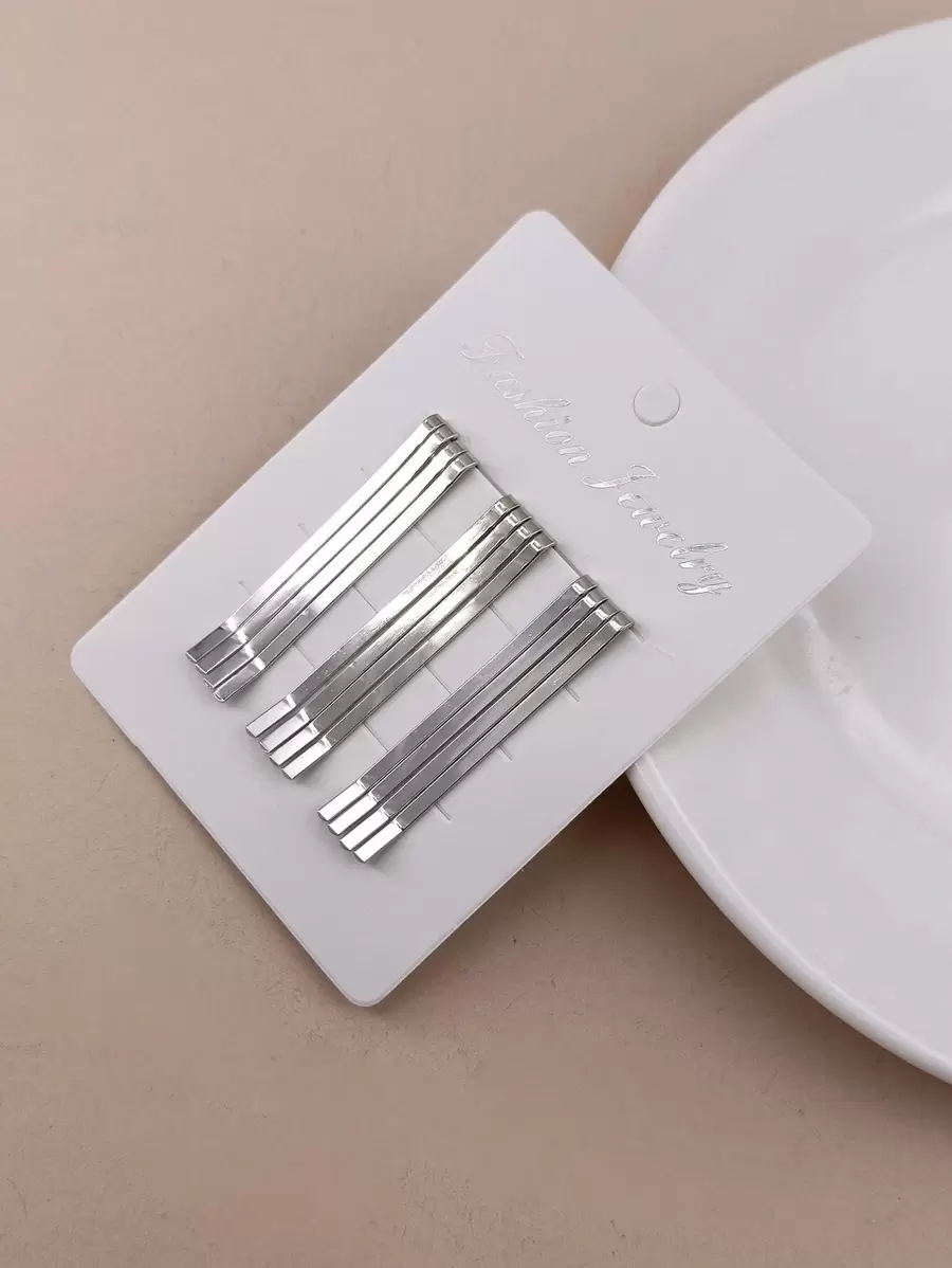 12pcs Simple Hair Clip Casual Claw Clips Hair Claws Hair Barrettes, Hair Accessories - Silver - View 1