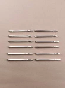 12pcs Simple Hair Clip Casual Claw Clips Hair Claws Hair Barrettes, Hair Accessories - Silver - View 4