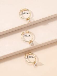 3入組方晶鋯石心和星形裝飾腳趾環 - 金黃色 - 查看 4