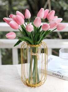 5 件/18 件/27 件，13.8 英寸/35 厘米，人造花，现代浪漫人造郁金香，人造 PU 郁金香，真实触感郁金香，柔软触感春花，适用于家居装饰，极简主义装饰，母亲节、情人节、花瓶、餐桌中心、节日礼物、婚礼装饰、厨房、咖啡厅、摄影道具、家庭聚会、生日礼物、户外 DIY、春季装饰、情人节、礼物 - 淺粉色 - 查看 6