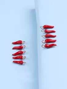10 件时尚 3D 辣椒形珐琅合金吊坠、耳环、钥匙扣、手机链 DIY 珠宝配件
