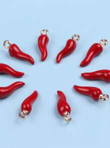 10 件时尚 3D 辣椒形珐琅合金吊坠、耳环、钥匙扣、手机链 DIY 珠宝配件