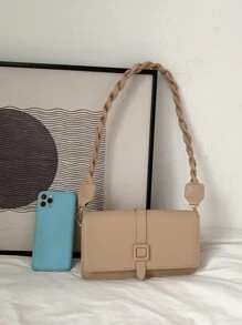 Minimalist Braided Strap Square Bag - Khaki - View 4