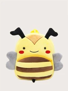 1pc Unisex Kids' Plush Backpack With Insect Bee Design, Suitable For Daily Use Throughout The Year - Yellow - View 1