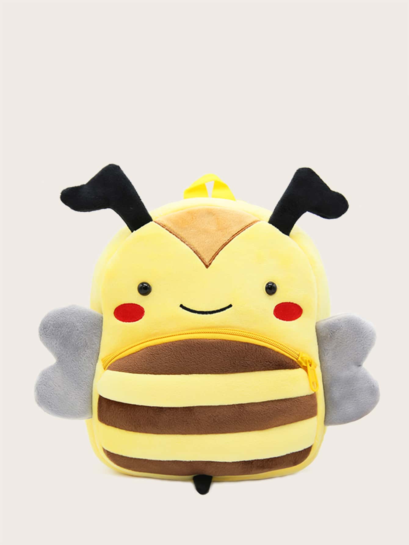1pc Unisex Kids' Plush Backpack With Insect Bee Design, Suitable For Daily Use Throughout The Year - Yellow - View 1