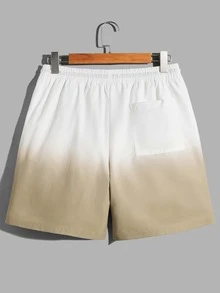 GENTILAND Men Ombre Letter Graphic Tee & Drawstring Waist Shorts - Multicolor - View 2